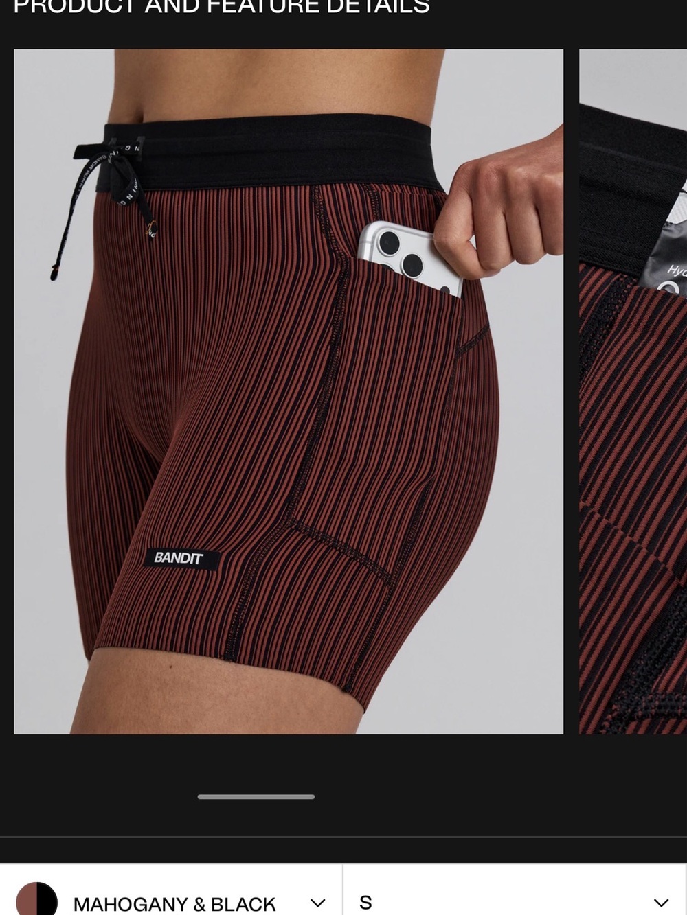 Bandit WOMEN'S STRIPED CADENCE™ 5" COMPRESSION SHORTS - MAHOGANY / BLACK - Picture 4 of 7